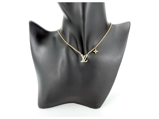 Collana Louis Vuitton strass dorata D'oro - vista 3