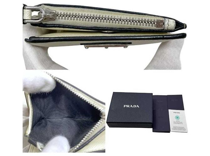 Portafoglio bi-fold Prada in pelle Saffiano bianca Bianco - vista 3
