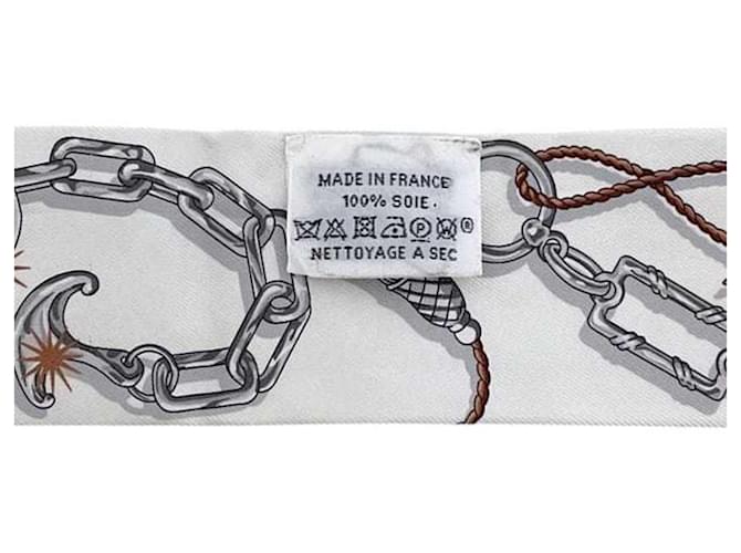 Hermès Sciarpa a nastro in seta beige e bianca Hermes Bianco - vista 4