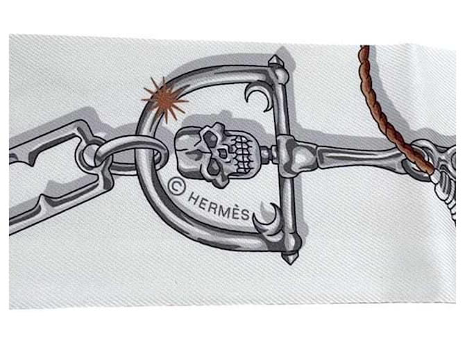 Hermès Sciarpa a nastro in seta beige e bianca Hermes Bianco - vista 5
