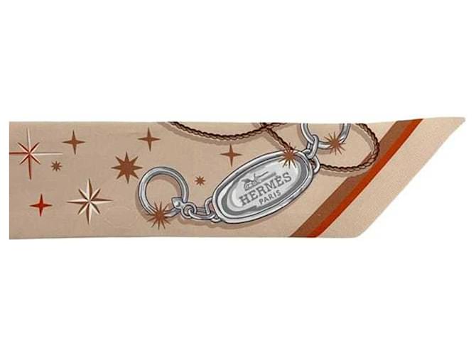 Hermès Sciarpa a nastro in seta beige e bianca Hermes Bianco - vista 6