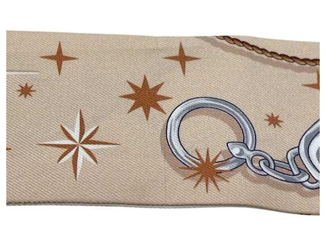 Hermès Sciarpa a nastro in seta beige e bianca Hermes Bianco - vista 7