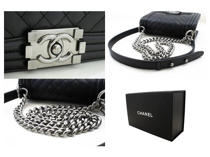 Chanel Boy Flap Quilted Calfskin Small Nero - vista 7