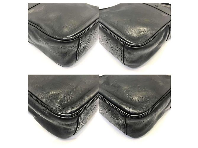 Borsa a tracolla Louis Vuitton Danube Monogram Shadow in pelle Nero - vista 3