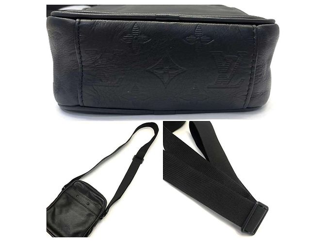 Borsa a tracolla Louis Vuitton Danube Monogram Shadow in pelle Nero - vista 4