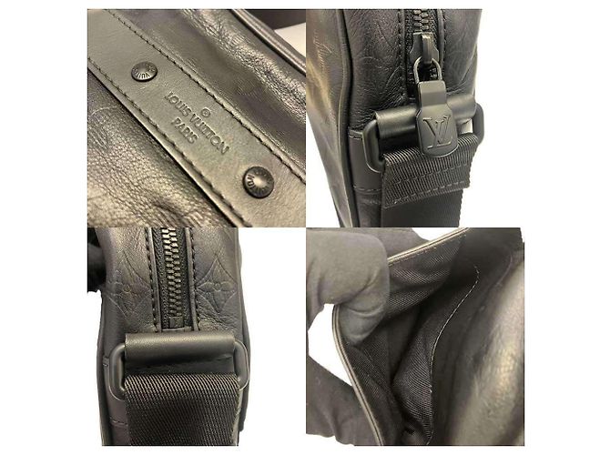 Borsa a tracolla Louis Vuitton Danube Monogram Shadow in pelle Nero - vista 5