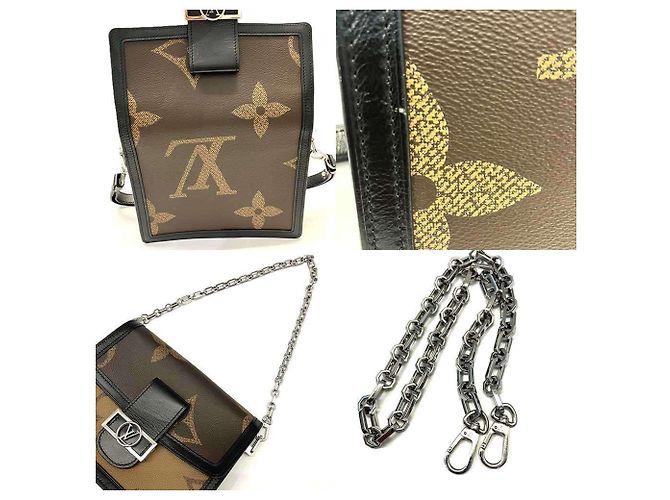 Bolsa de Ombro Louis Vuitton Dauphine MM Monogram Giant Reverse Marrom - vista 6