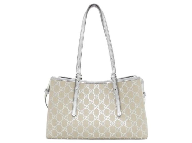Borsa Gucci GG Emblem Argento Beige - vista 2