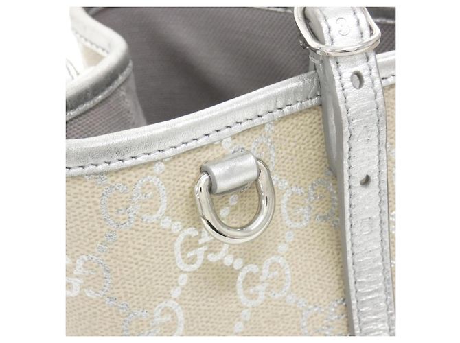 Borsa Gucci GG Emblem Argento Beige - vista 5