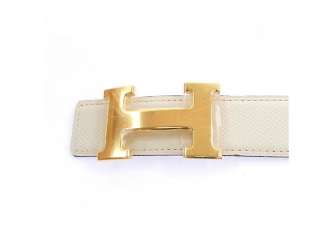 Hermès Hermes H 32mm Wendelgürtel Braun Weiß - Ansicht 2