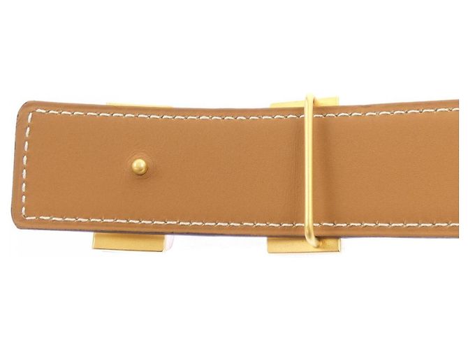 Hermès Hermes H 32mm Wendelgürtel Braun Weiß - Ansicht 3