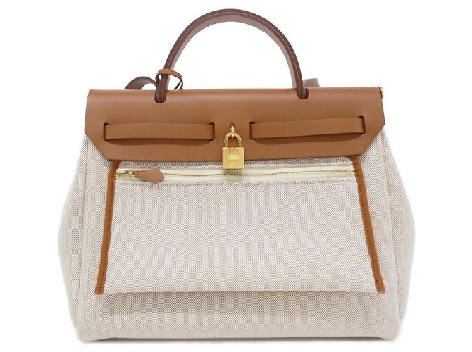 Hermès Borsa Hermes CIRCUIT 24 Herbag Zip PM Rosso Beige Crudo - vista 2