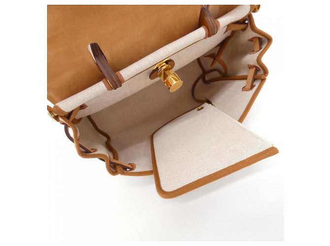 Hermès Borsa Hermes CIRCUIT 24 Herbag Zip PM Rosso Beige Crudo - vista 8