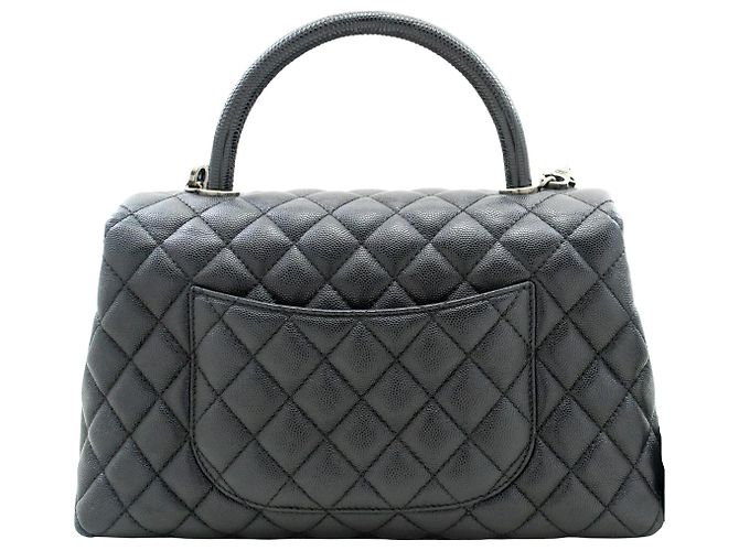 Chanel Top Handle Flap Quilted Caviar Leather Nero - vista 2