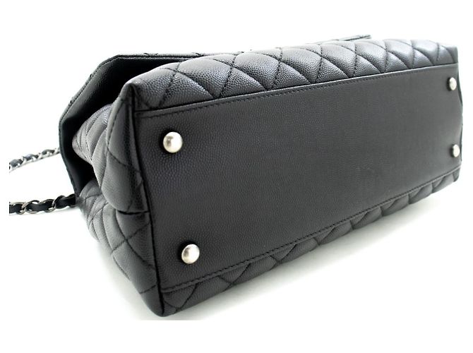 Chanel Top Handle Flap Quilted Caviar Leather Nero - vista 4