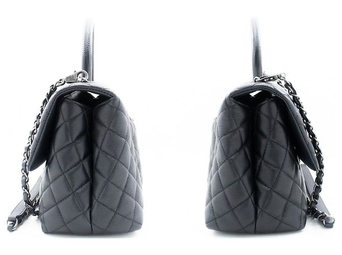 Chanel Top Handle Flap Quilted Caviar Leather Nero - vista 5