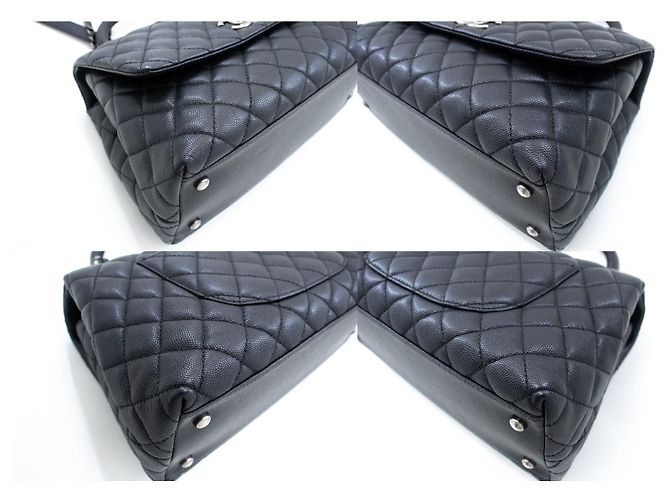 Chanel Top Handle Flap Quilted Caviar Leather Nero - vista 6