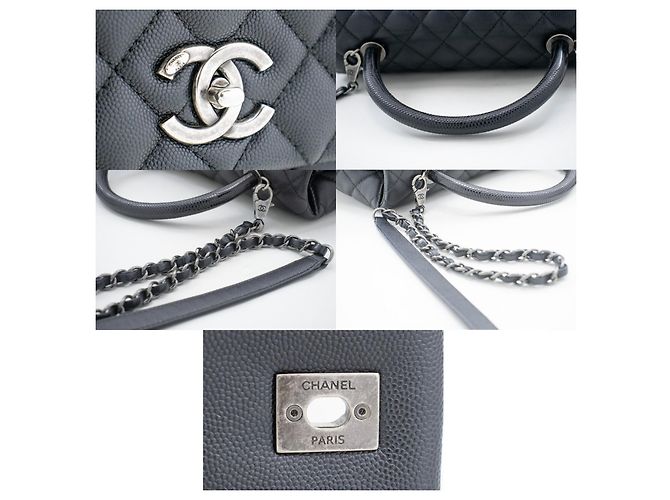 Chanel Top Handle Flap Quilted Caviar Leather Nero - vista 7