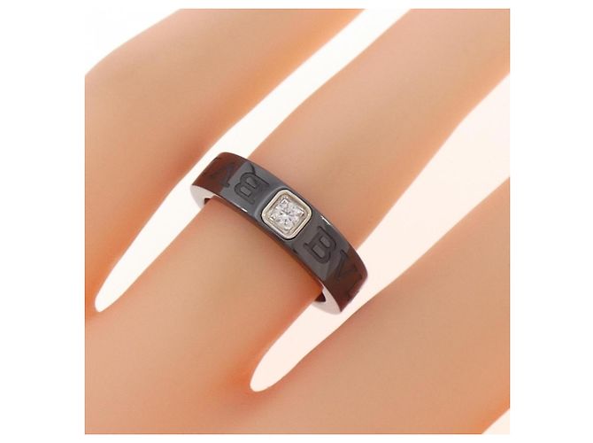 Bulgari Anello Bvlgari in oro bianco 18K e ceramica - vista 4