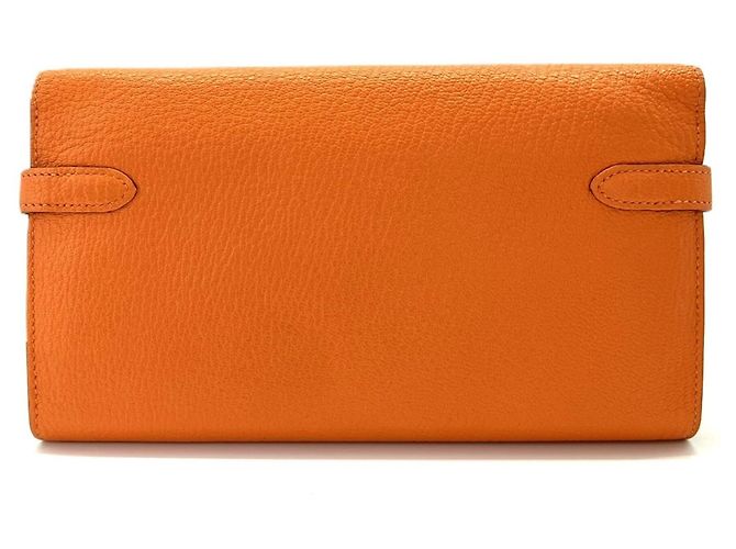 Hermès Cartera larga Hermes Kelly en piel Chevre Orange Naranja - vista 2