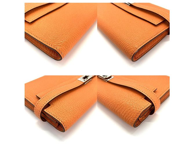 Hermès Cartera larga Hermes Kelly en piel Chevre Orange Naranja - vista 4