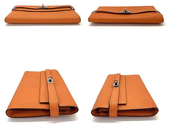Hermès Cartera larga Hermes Kelly en piel Chevre Orange Naranja - vista 5