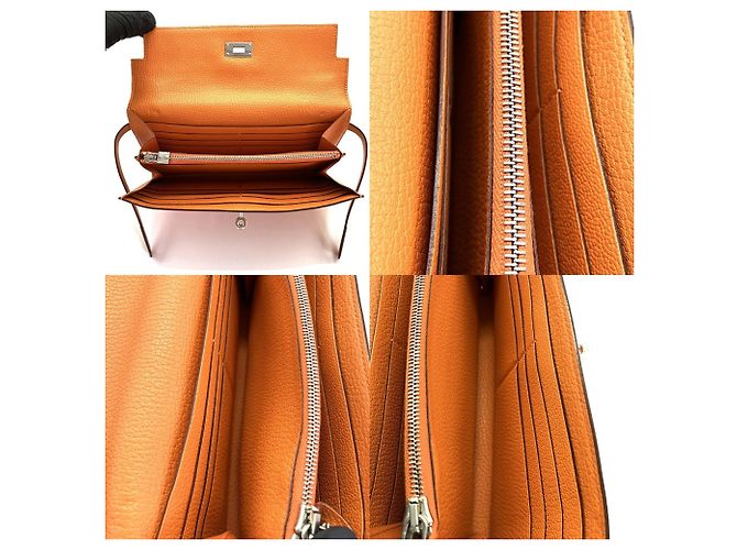 Hermès Cartera larga Hermes Kelly en piel Chevre Orange Naranja - vista 7