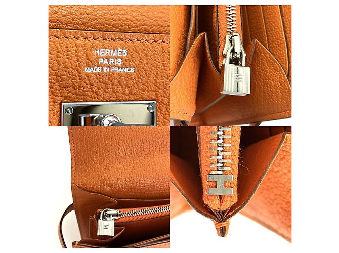 Hermès Cartera larga Hermes Kelly en piel Chevre Orange Naranja - vista 8