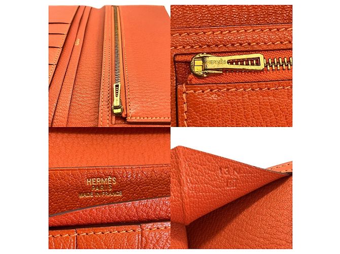 Hermès Cartera larga Hermes Bearn Classic Chevre Orange Naranja - vista 7