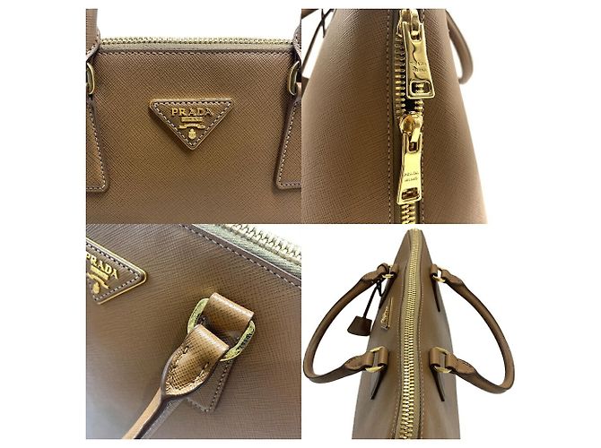 Borsa Tote Prada in pelle Saffiano Marrone - vista 5