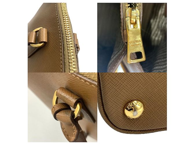Borsa Tote Prada in pelle Saffiano Marrone - vista 6