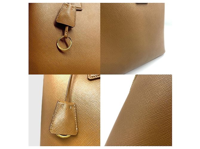 Borsa Tote Prada in pelle Saffiano Marrone - vista 7