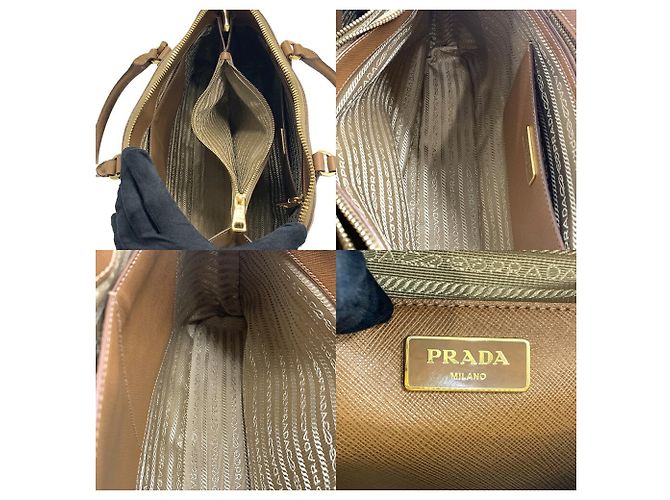 Borsa Tote Prada in pelle Saffiano Marrone - vista 8