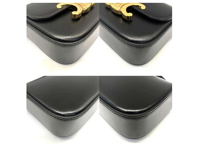 Céline Borsa a tracolla Mini Claude Triomphe in pelle nera Celine Nero - vista 3
