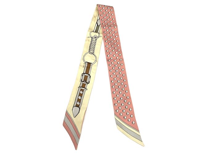 Hermès Foulard di seta Hermes Twilly Grand Turarara Rosa Giallo - vista 2