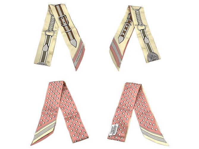 Hermès Foulard di seta Hermes Twilly Grand Turarara Rosa Giallo - vista 4