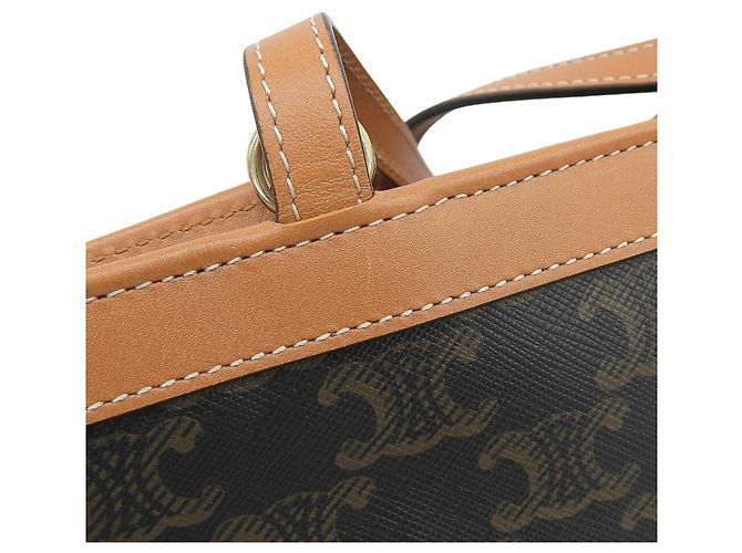Céline Borsa Cabas Quadrata Small Triomphe Celine Marrone - vista 6