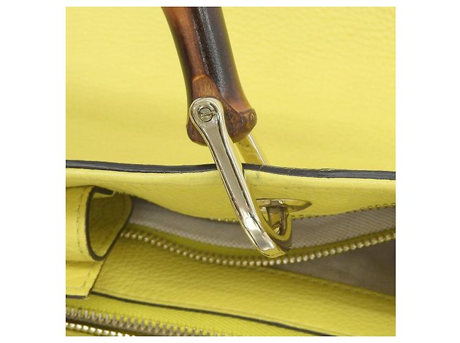 Borsa Tote Gucci Bamboo Shopper Large Giallo - vista 6