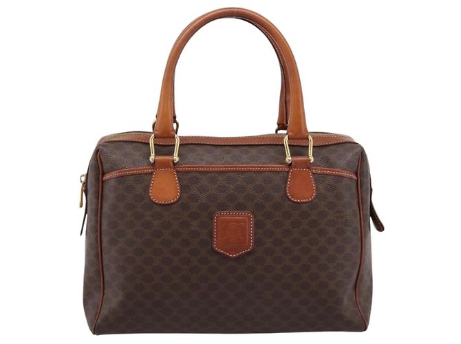 Céline CELINE Borsa Mini Boston in tela Macadam PVC Pelle Marrone Oro Auth 197819A D'oro - vista 13