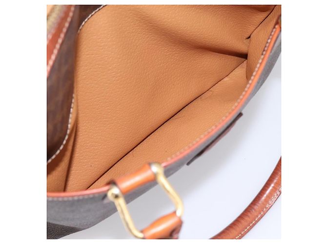 Céline CELINE Borsa Mini Boston in tela Macadam PVC Pelle Marrone Oro Auth 197819A D'oro - vista 22