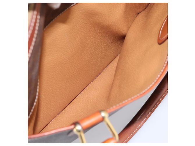 Céline CELINE Borsa Mini Boston in tela Macadam PVC Pelle Marrone Oro Auth 197819A D'oro - vista 23