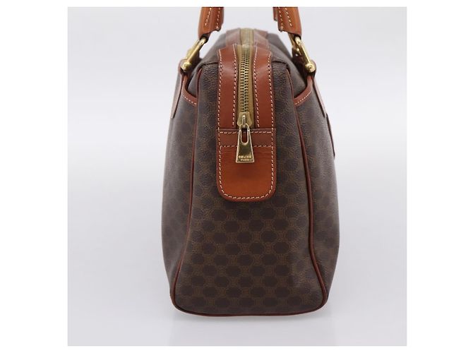 Céline CELINE Borsa Mini Boston in tela Macadam PVC Pelle Marrone Oro Auth 197819A D'oro - vista 3