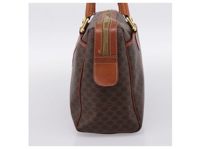 Céline CELINE Borsa Mini Boston in tela Macadam PVC Pelle Marrone Oro Auth 197819A D'oro - vista 4
