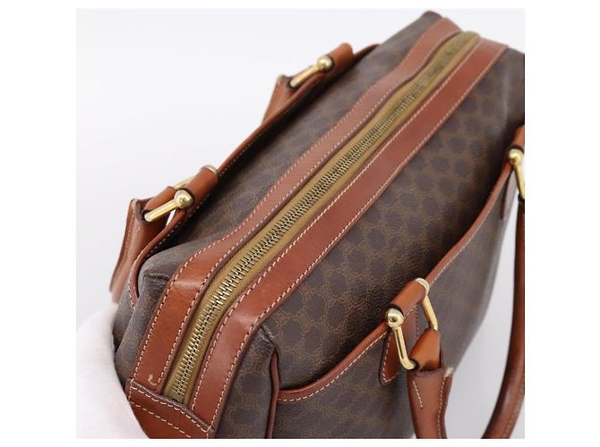 Céline CELINE Borsa Mini Boston in tela Macadam PVC Pelle Marrone Oro Auth 197819A D'oro - vista 6