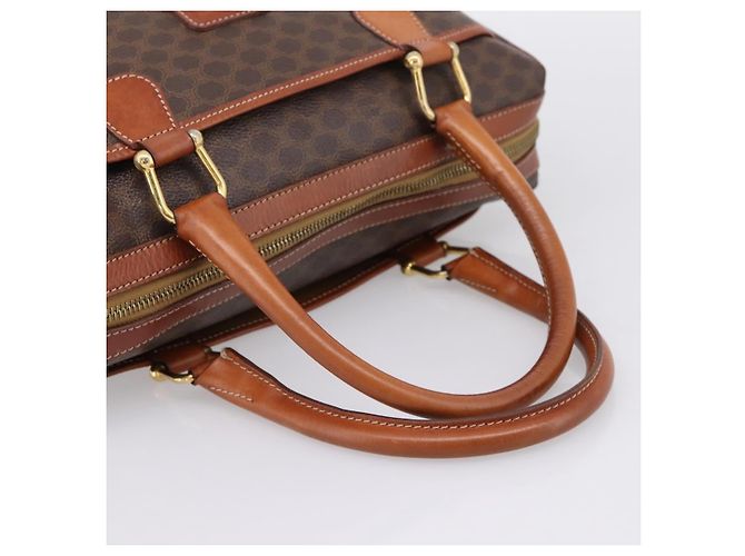 Céline CELINE Borsa Mini Boston in tela Macadam PVC Pelle Marrone Oro Auth 197819A D'oro - vista 7