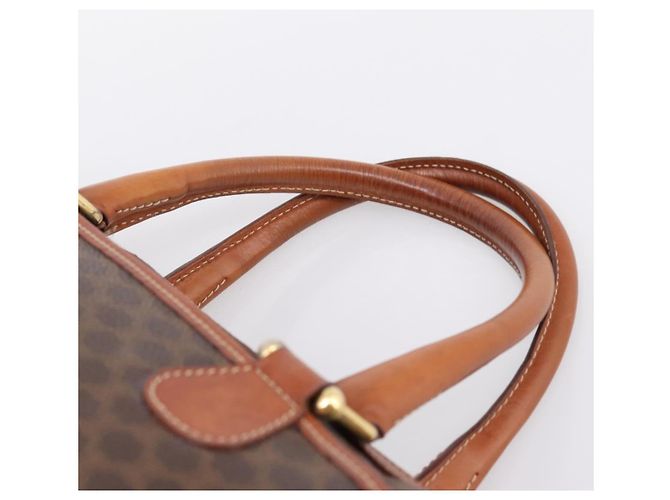 Céline CELINE Borsa Mini Boston in tela Macadam PVC Pelle Marrone Oro Auth 197819A D'oro - vista 8