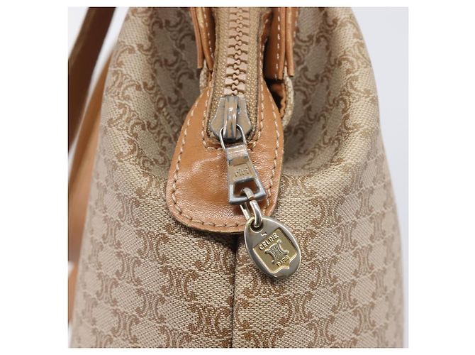 Céline Borsa a tracolla CELINE Macadam Canvas PVC Beige Gold Auth 197804 D'oro - vista 10