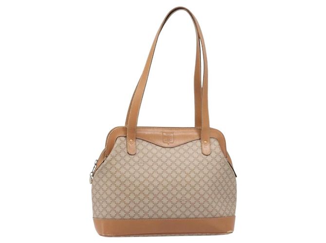 Céline Borsa a tracolla CELINE Macadam Canvas PVC Beige Gold Auth 197804 D'oro - vista 13