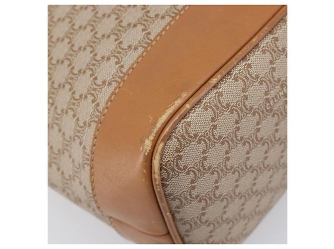 Céline Borsa a tracolla CELINE Macadam Canvas PVC Beige Gold Auth 197804 D'oro - vista 14