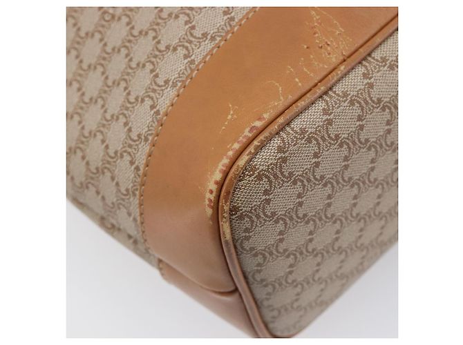 Céline Borsa a tracolla CELINE Macadam Canvas PVC Beige Gold Auth 197804 D'oro - vista 16